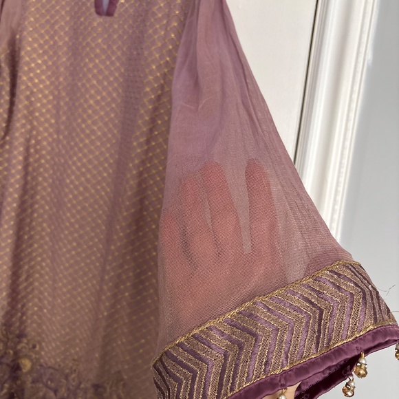 Purple Gold Kameez Mauve with Details Eid Dress Women Kurti - Picture 6 of 7